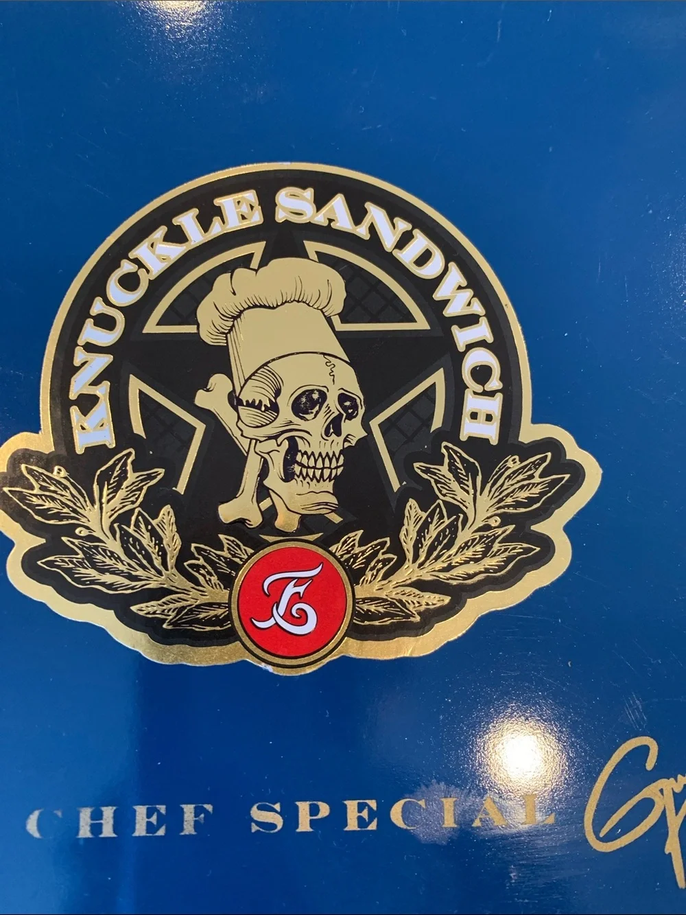 ⁠Knuckle Sandwich Chef Special Espinosa Wood Cigar Box Empty Guy Fieri Skull